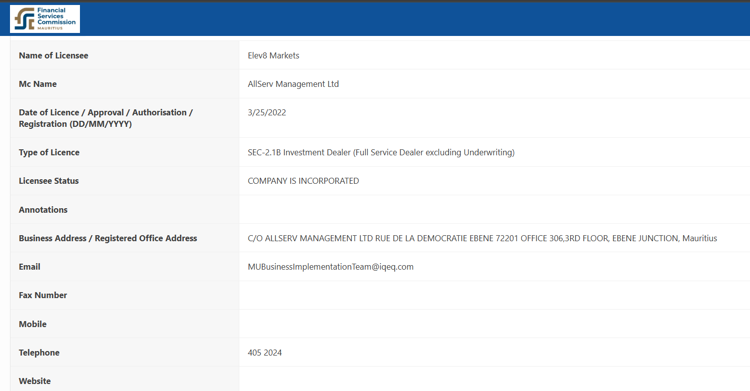 Information about the Elev8 authorization and regulatory status.