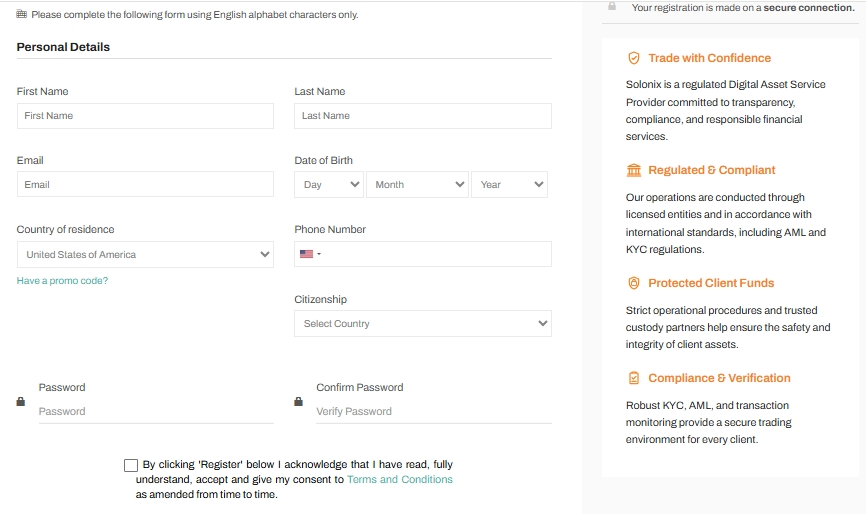 Table of Standard, Gold, and Institutional pricing plans on Solonix.one with hidden minimum deposit amounts